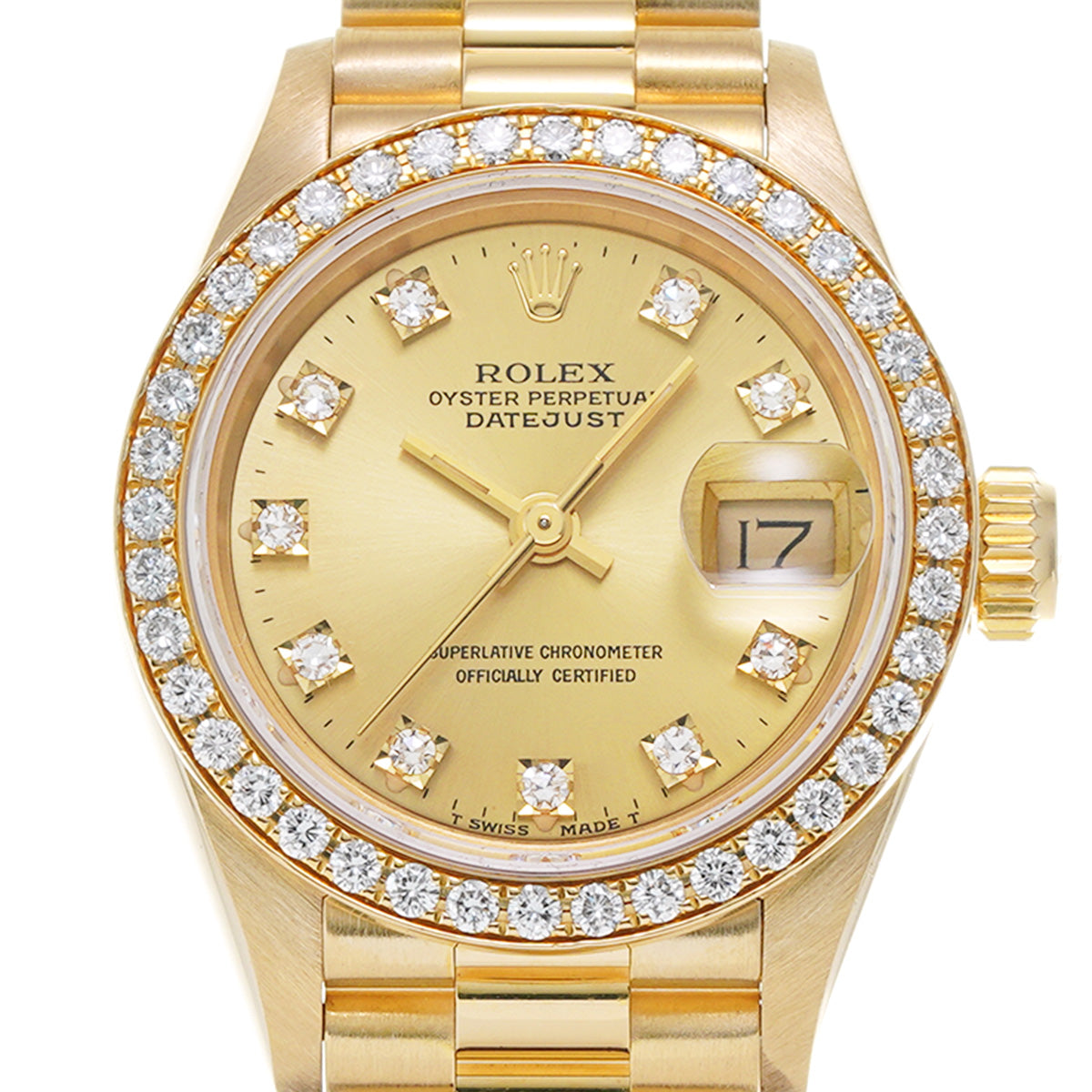 DATE JUST 69138G E (manufactured circa 1991) Champagne/Diamond ROLEX Ladies [Pre-Owned].