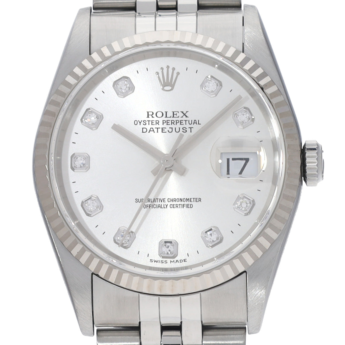 DATE JUST 16234G T (manufactured circa 1997) Silver/Diamond ROLEX Men's [Pre-Owned].