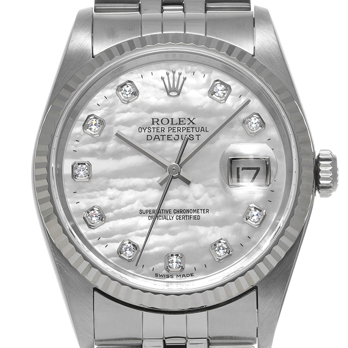 DATE JUST 16234NG Y No. (manufactured around 2003) White MOP/Diamond ROLEX Men's [Pre-Owned].