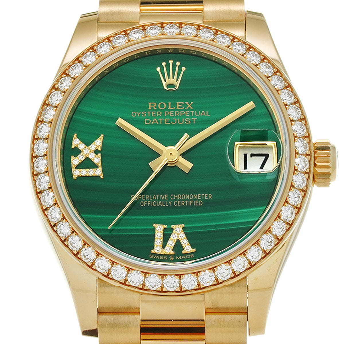 DATE JUST 31 278288RBR Random Serial Green Malachite/Diamond ROLEX Unisex [Pre-Owned].