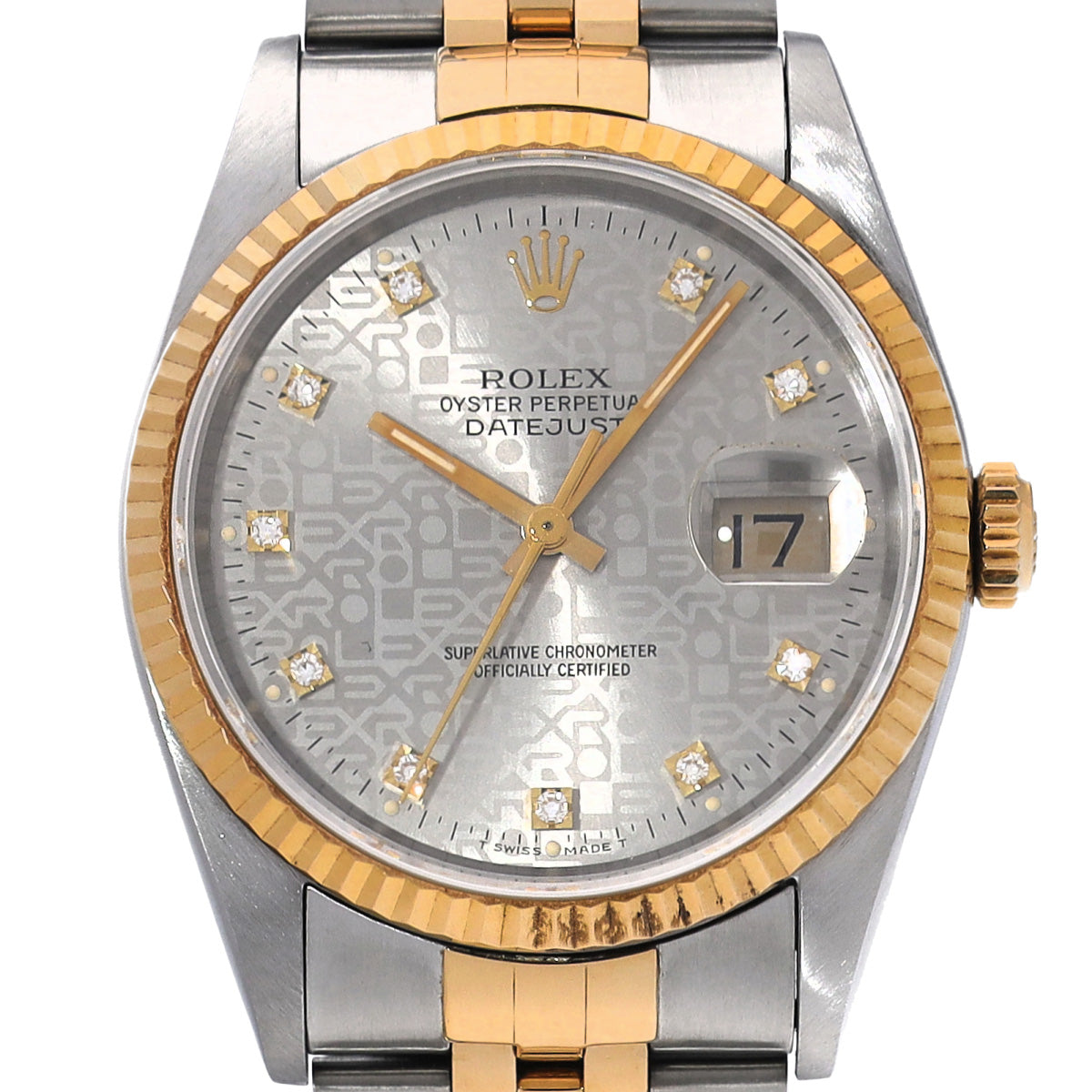 DATE JUST 16233G X (manufactured circa 1993) Gray Computer/Diamond ROLEX Men's [Pre-Owned].