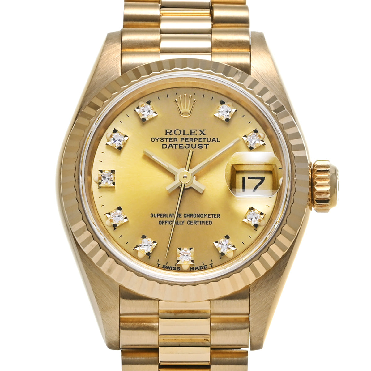 DATE JUST 69178G L (manufactured circa 1989) Champagne/Diamond ROLEX Ladies [Pre-Owned].