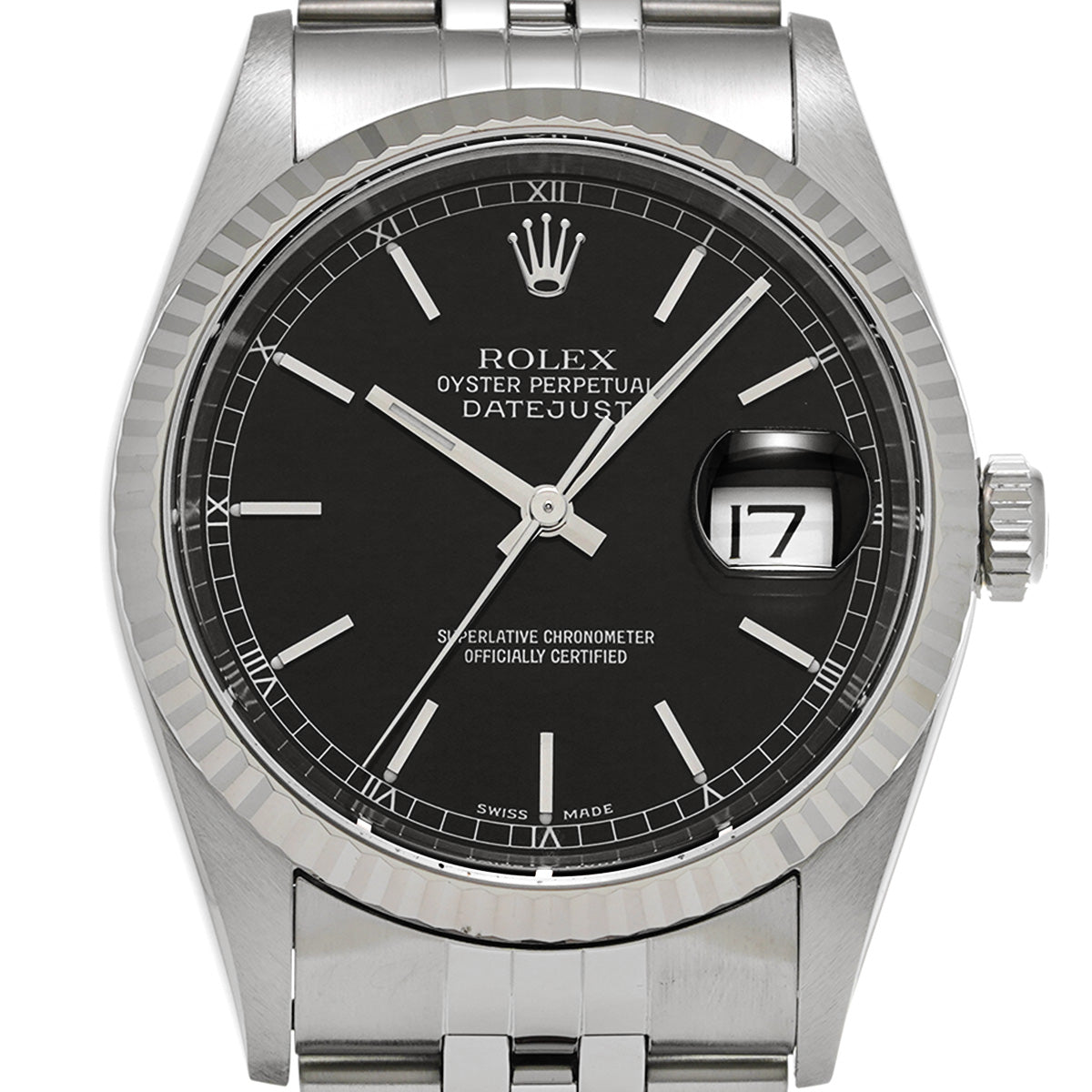 DATE JUST 16234 K (manufactured circa 2001) Black ROLEX Men's [Pre-Owned].