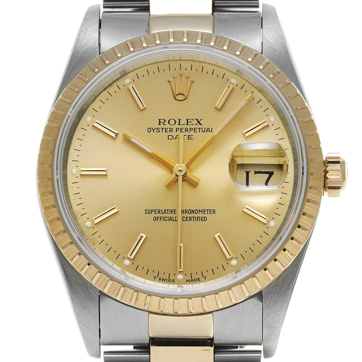 Oyster Perpetual Date 15223 L (manufactured circa 1990) Champagne ROLEX Men's [Pre-Owned].