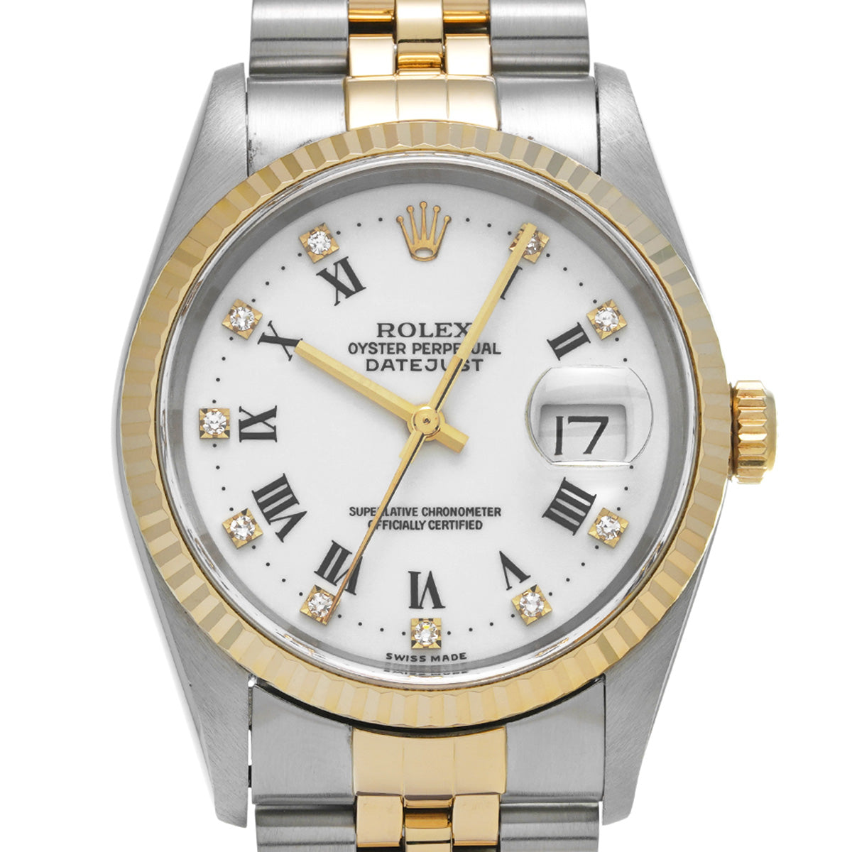 DATE JUST 16233G U No. (manufactured circa 1997) White/Diamond ROLEX Men's [Pre-Owned].