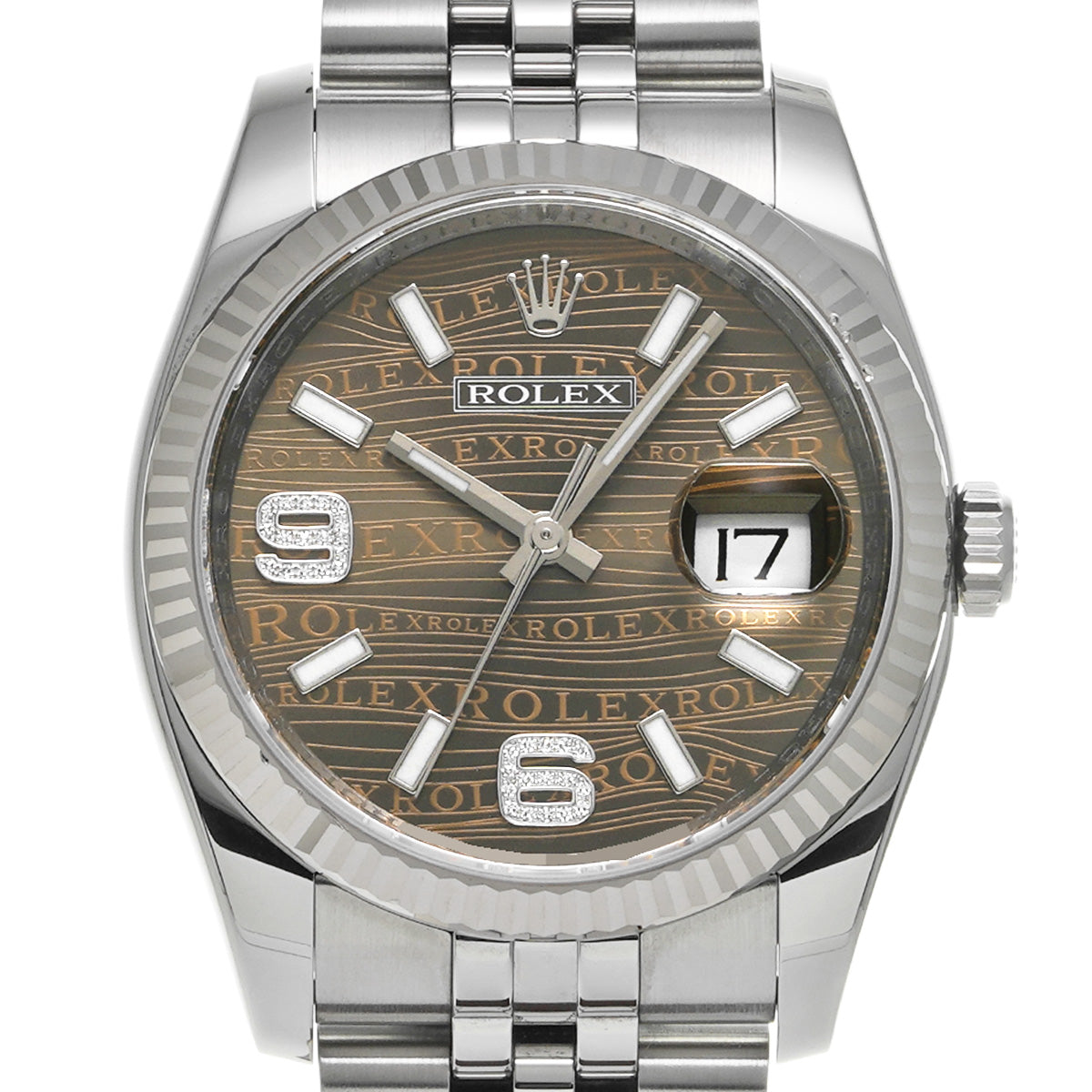 DATE JUST 116234 Random Serial Brown/Brown Wave/Diamond ROLEX Men's [Pre-Owned].