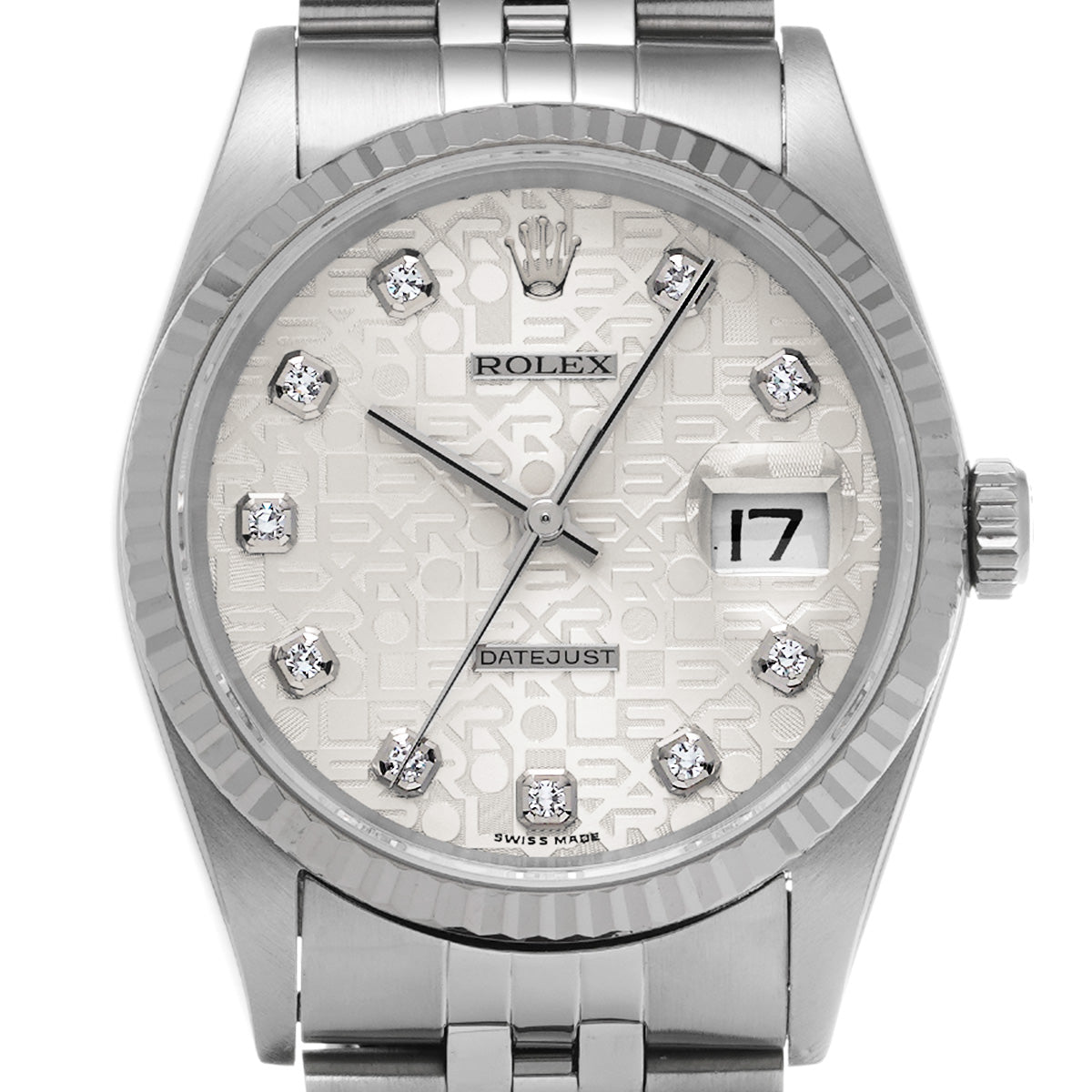 DATE JUST 16234G F (made around 2004) Silver Computer/Diamond ROLEX Men's [Pre-Owned].