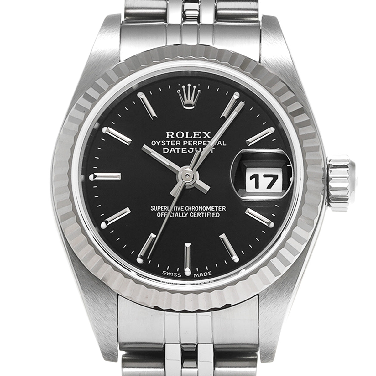 DATE JUST 79174 F (manufactured circa 2003) Black ROLEX Ladies [Pre-Owned].