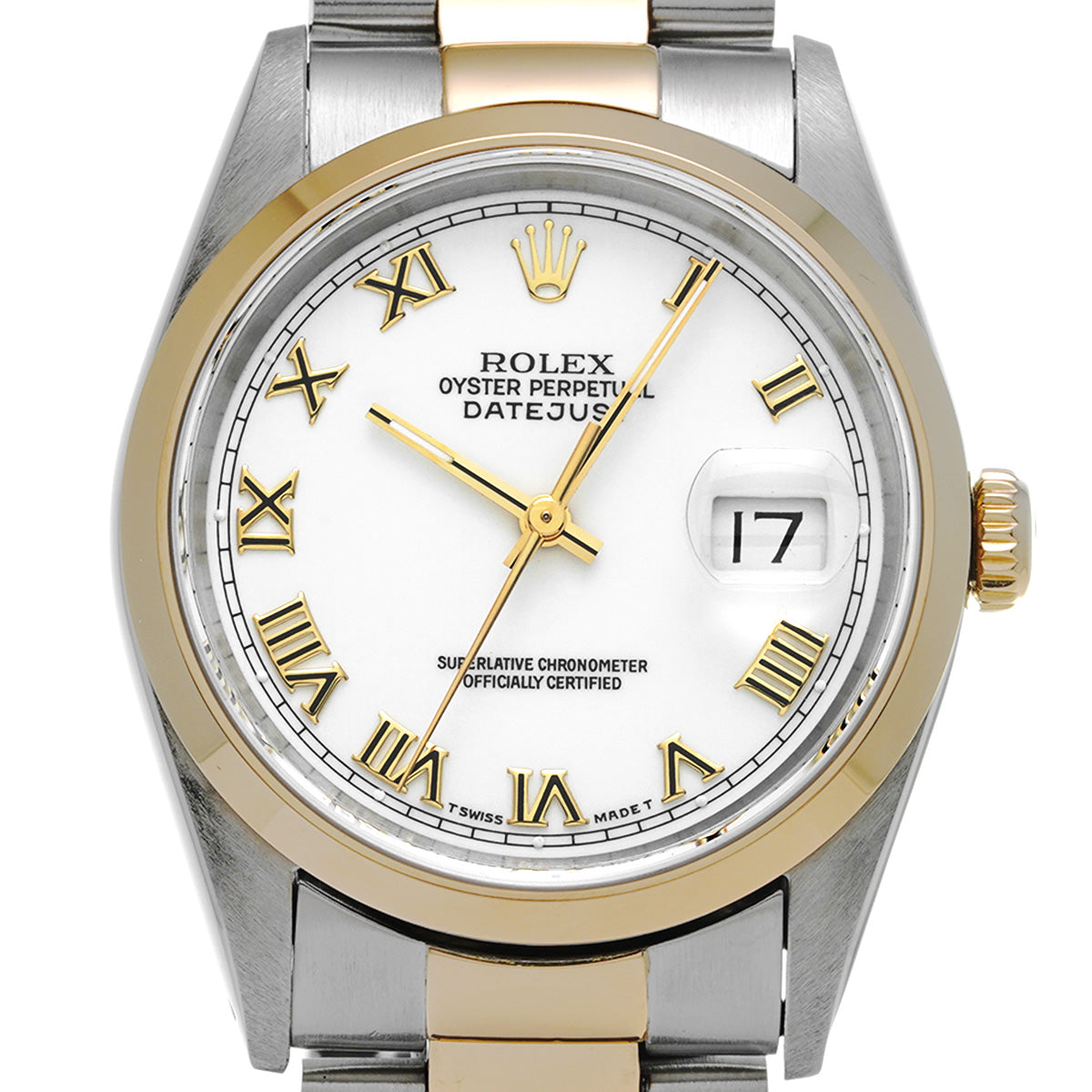 DATE JUST 16203 X (manufactured circa 1991) White ROLEX Men's [Pre-Owned].