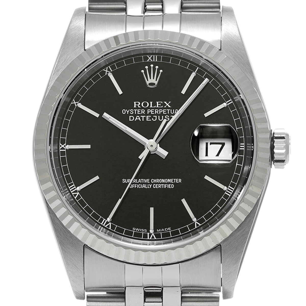 DATE JUST 16234 F (manufactured circa 2003) Black ROLEX Men's [Pre-Owned].