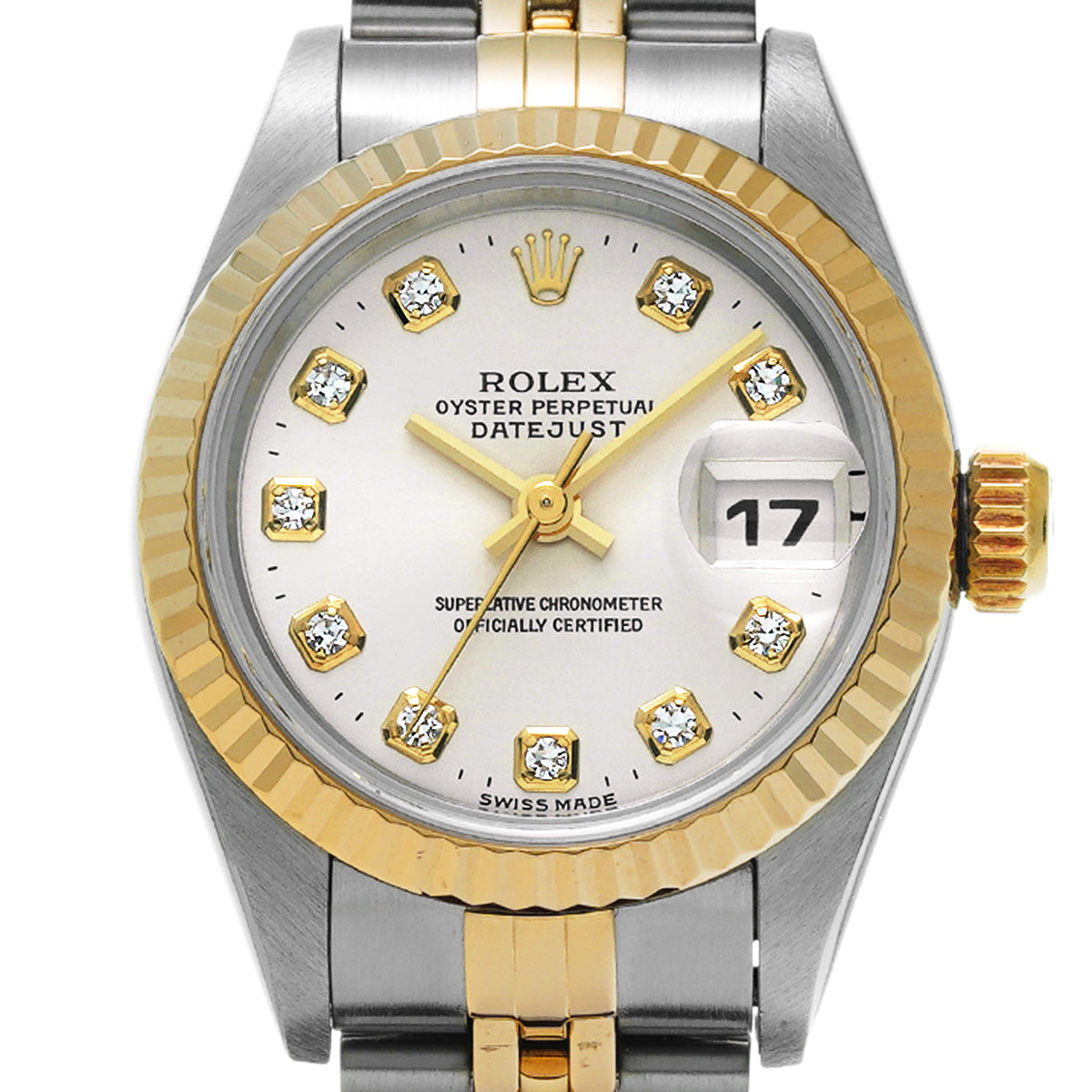 DATE JUST 69173G T (manufactured circa 1996) Silver/Diamond ROLEX Ladies [Pre-Owned].