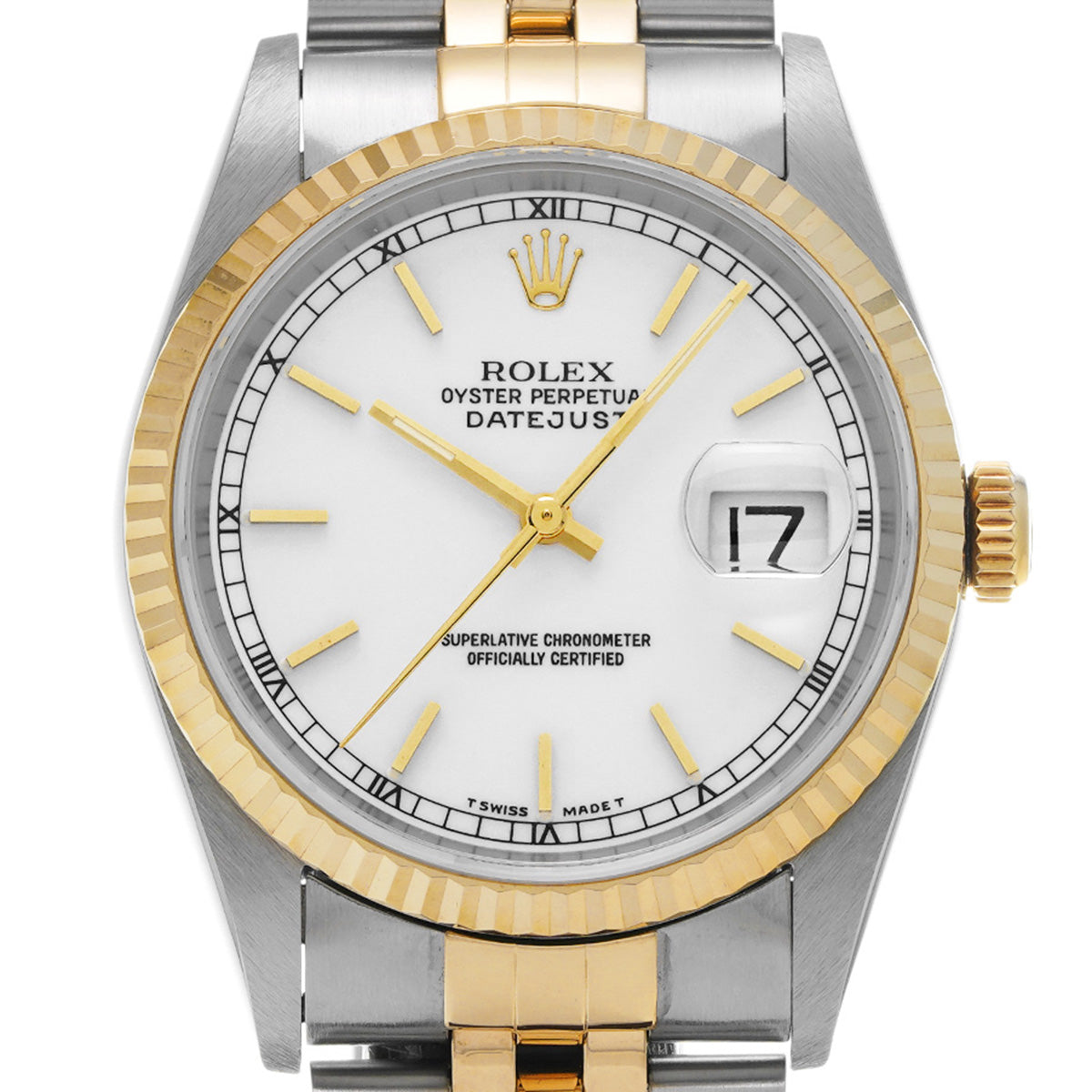 DATE JUST 16233 T (manufactured circa 1997) White ROLEX Men's [Pre-Owned].