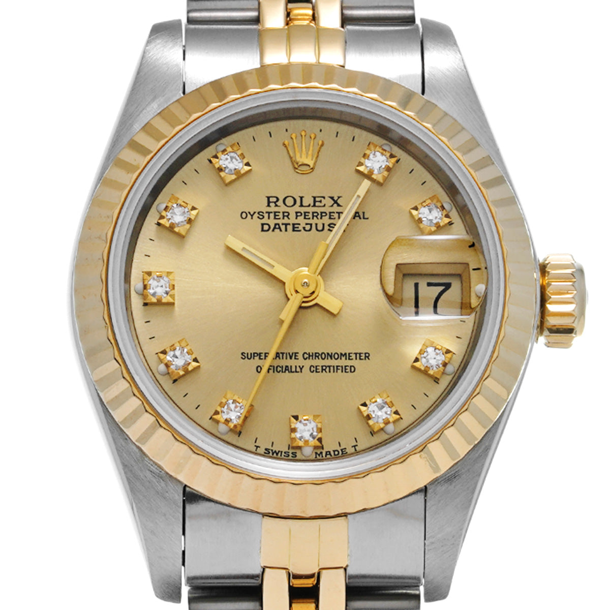 DATE JUST 69173G L (manufactured circa 1988) Champagne/Diamond ROLEX Ladies [Pre-Owned].