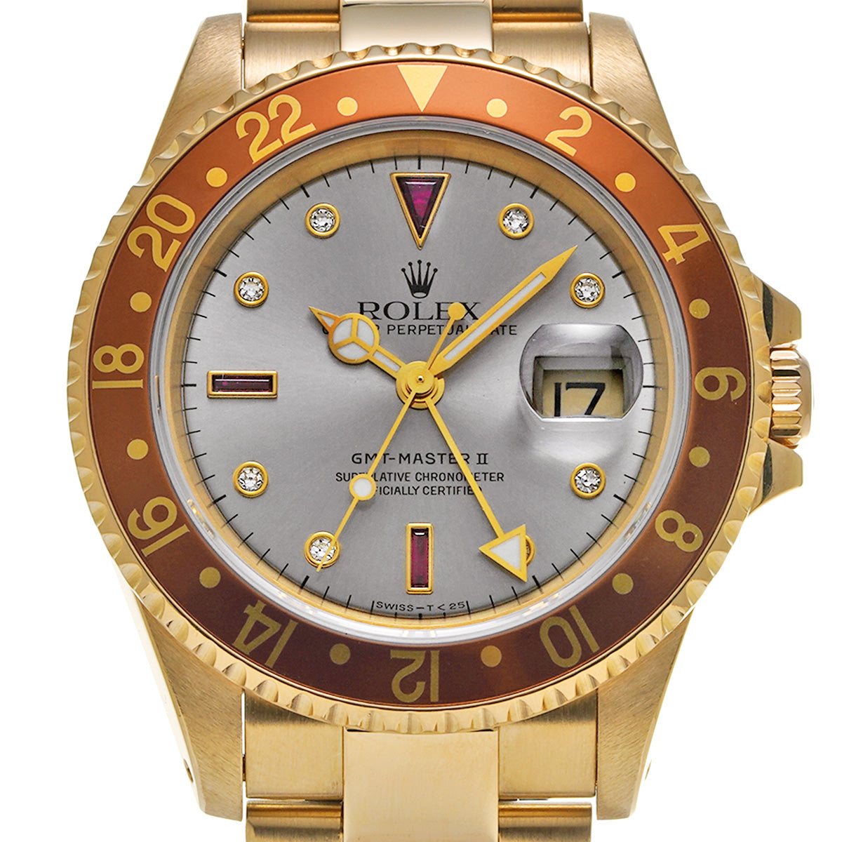 GMT Master II 16718RG X No. (manufactured circa 1991) Silver/Ruby/Diamond ROLEX Men's [Pre-Owned].