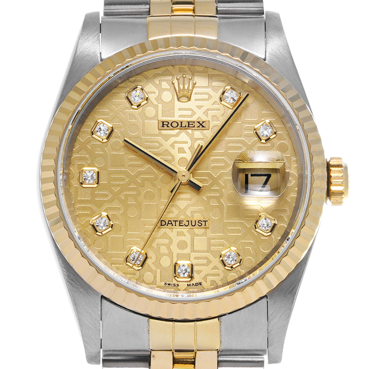 Datejust 16233G U (manufactured circa 1997) Champagne Computer/Diamond ROLEX Men's [Pre-Owned].