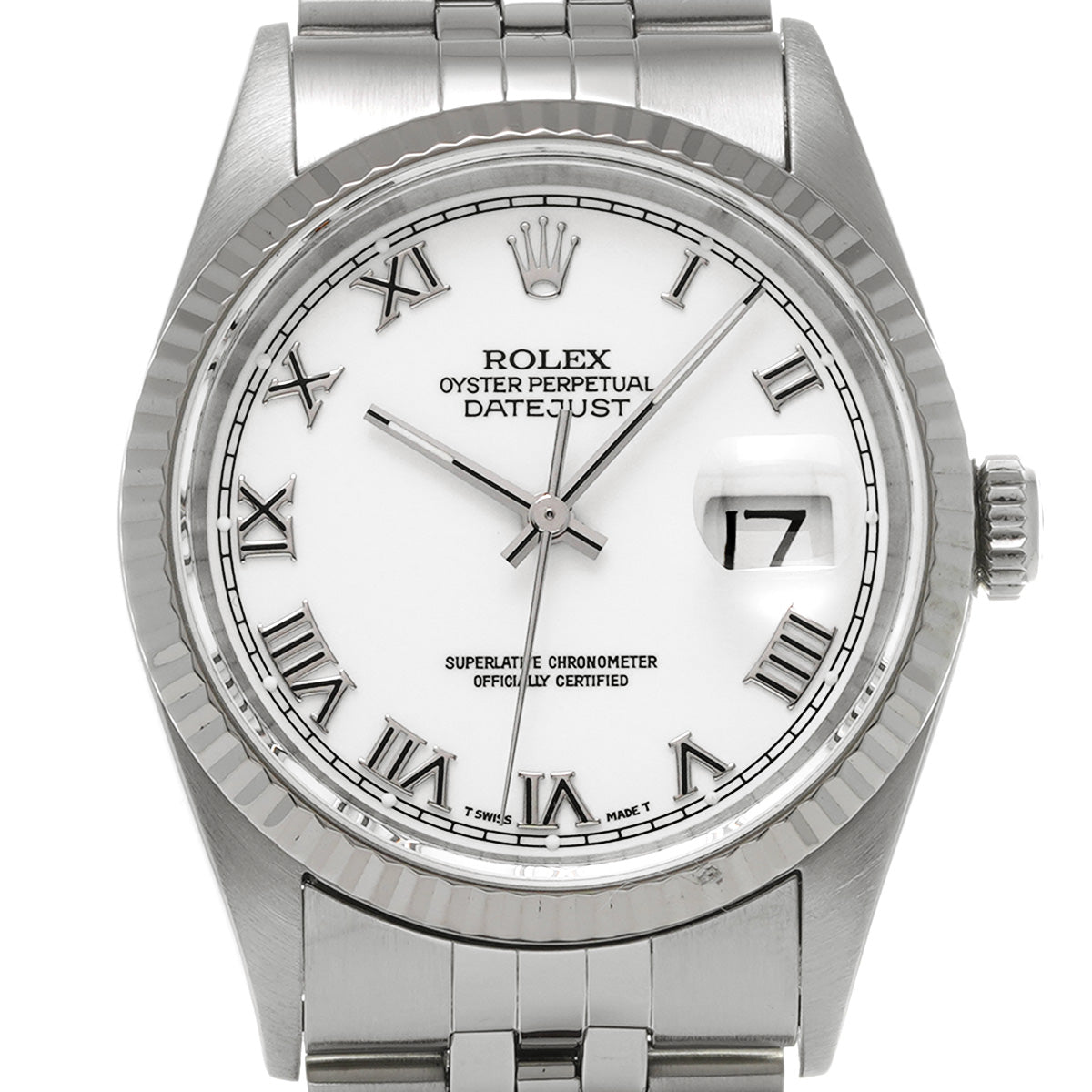 DATE JUST 16234 T (manufactured circa 1996) White ROLEX Men's [Pre-Owned].