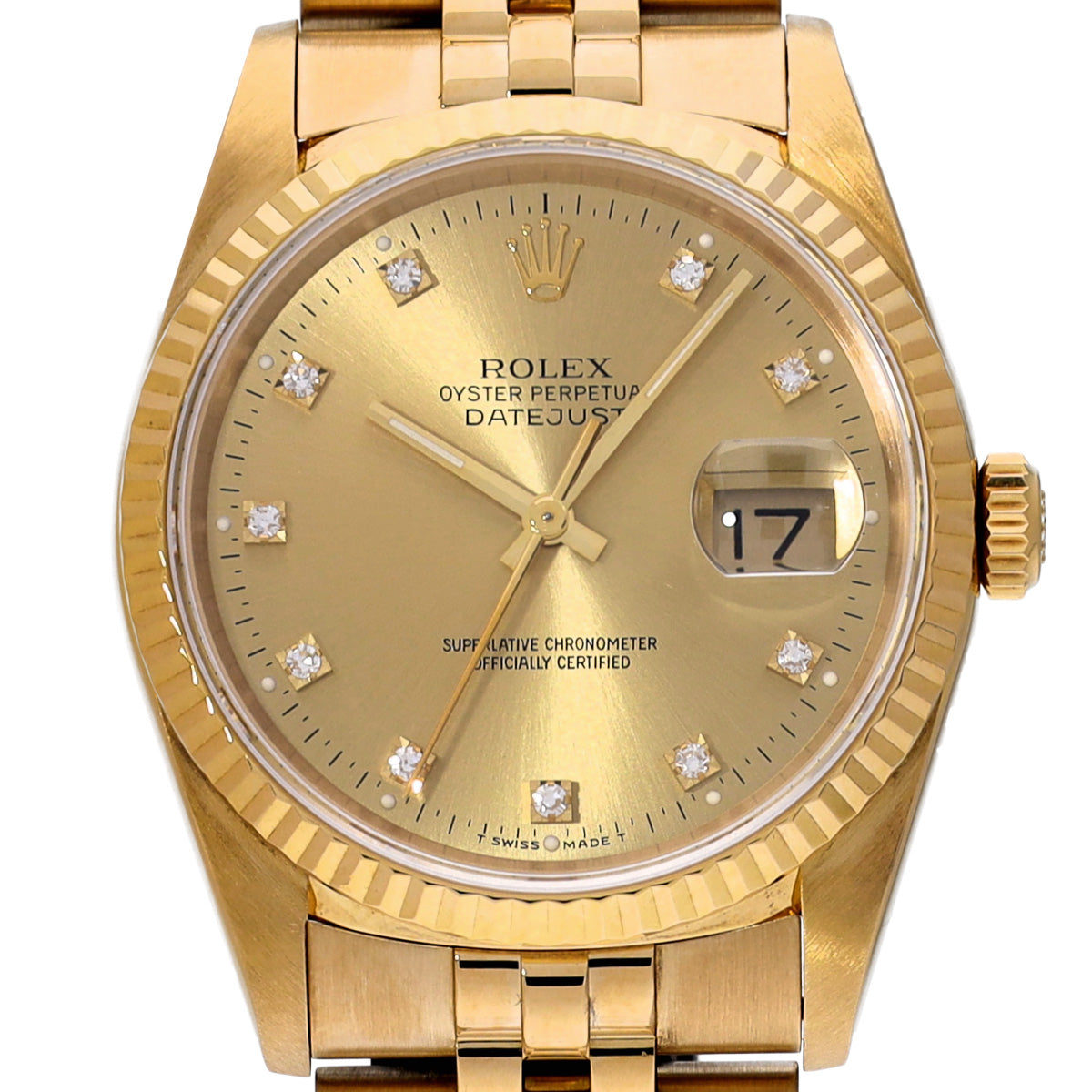 DATE JUST 16238G X (manufactured circa 1993) Champagne/Diamond ROLEX Men's [Pre-Owned].