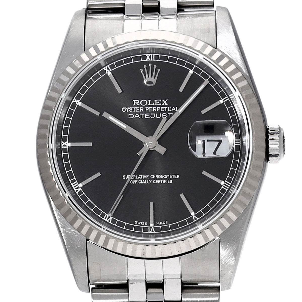 DATE JUST 16234 U (manufactured circa 1997) Black ROLEX Men's [Pre-Owned].