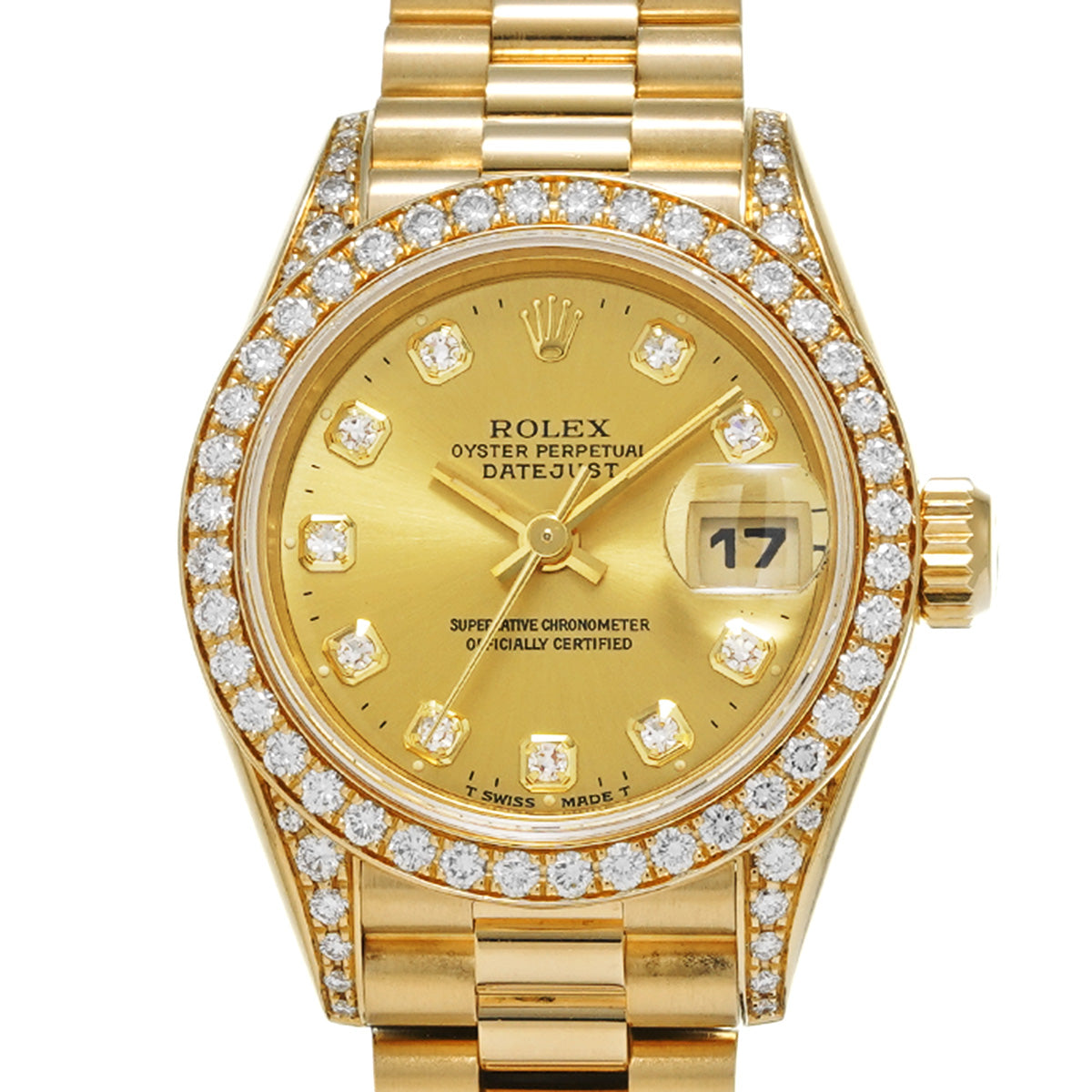 DATE JUST 69158G W (made around 1994) Champagne/Diamond ROLEX Ladies [Pre-Owned].