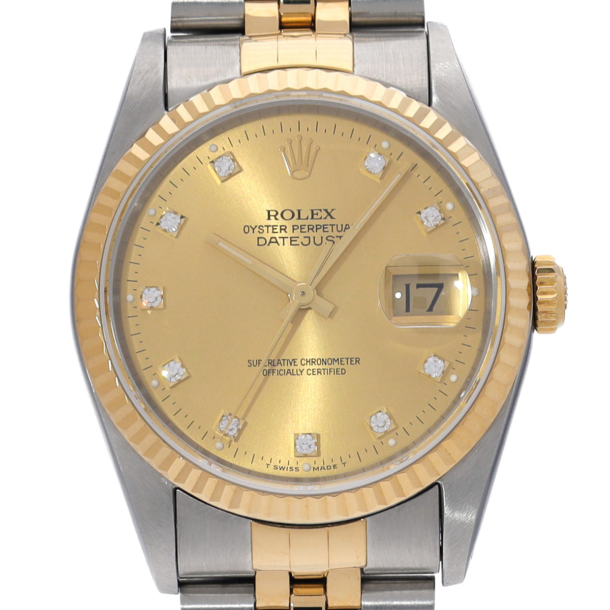 DATE JUST 16233G X (manufactured circa 1993) Champagne/Diamond ROLEX Men's [Pre-Owned].