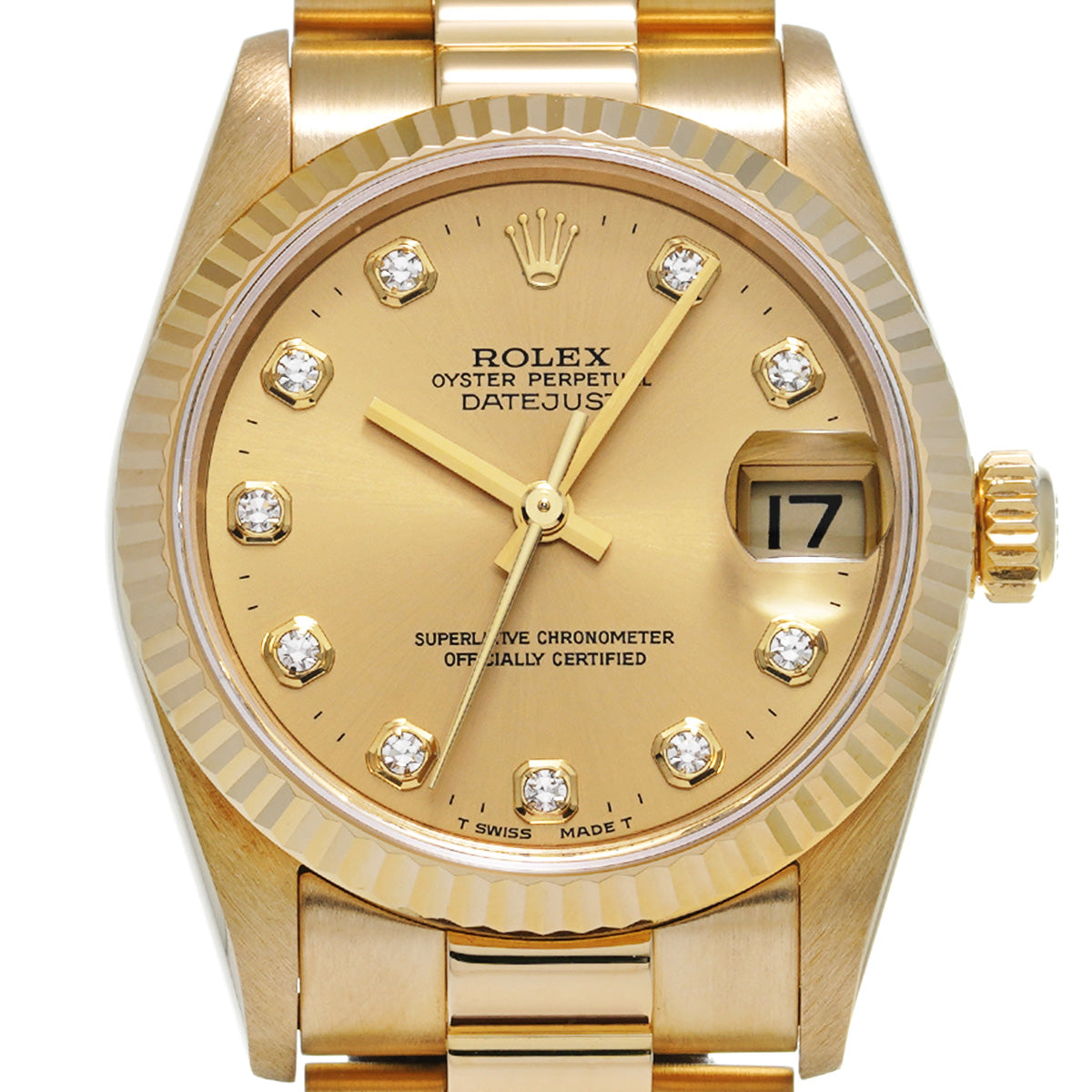 Datejust 78278G A (manufactured circa 1998) Champagne/Diamond ROLEX Unisex [Pre-Owned].