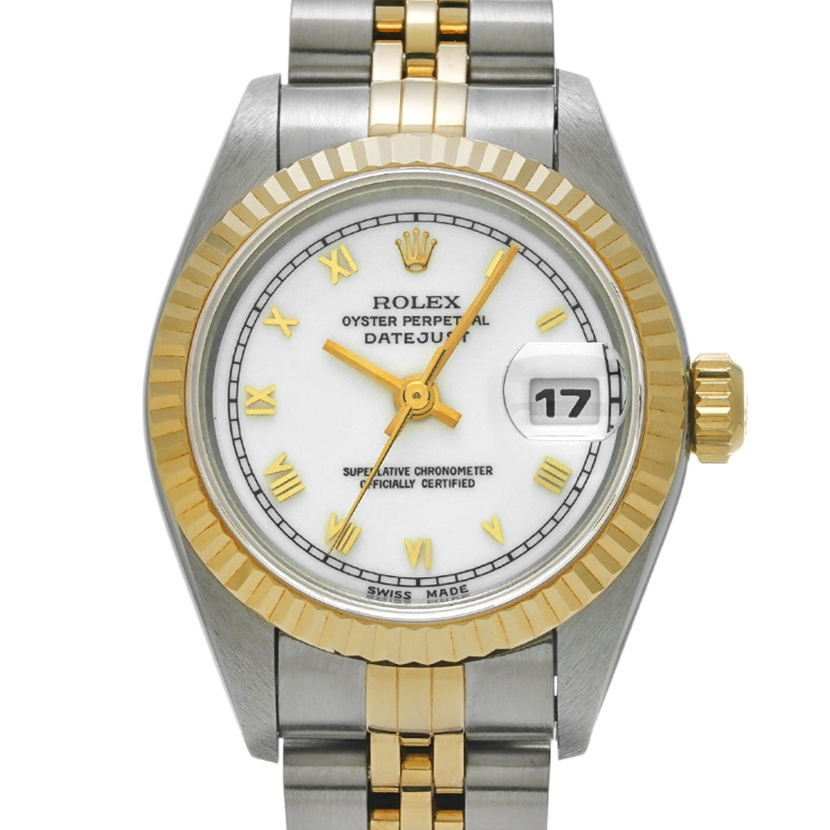 DATE JUST 69173 U (manufactured circa 1997) White ROLEX Ladies [Pre-Owned].