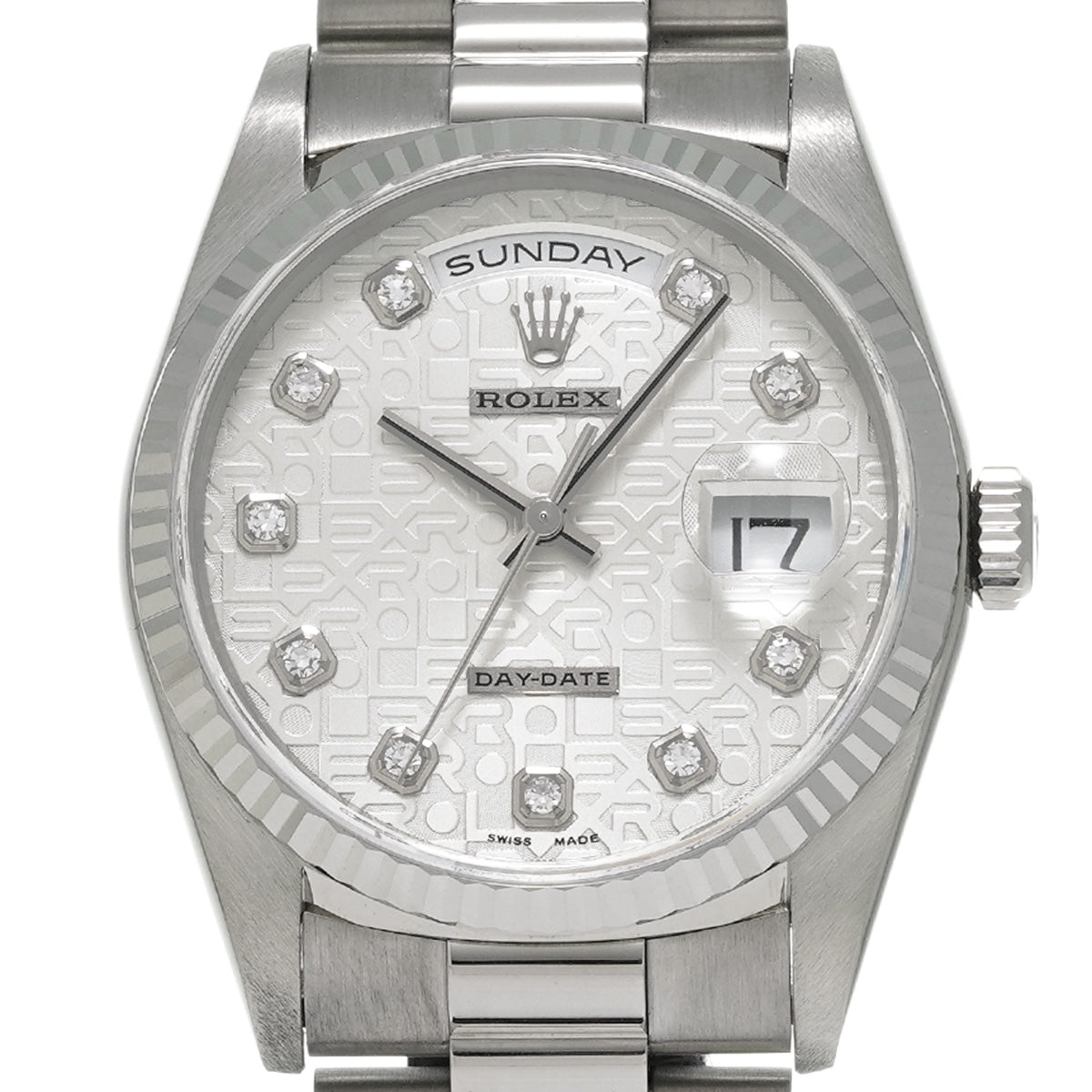 Day Date 18239G A (manufactured circa 1998) Silver Computer ROLEX Men's [Pre-Owned].