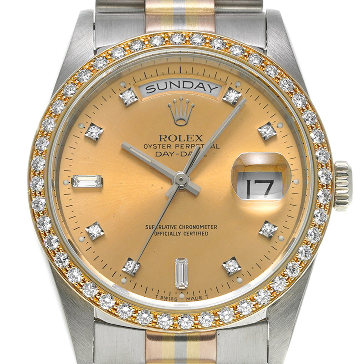 Day Date 18349A BIC No. L (manufactured circa 1988) Champagne/Diamond ROLEX Men's [Pre-Owned].