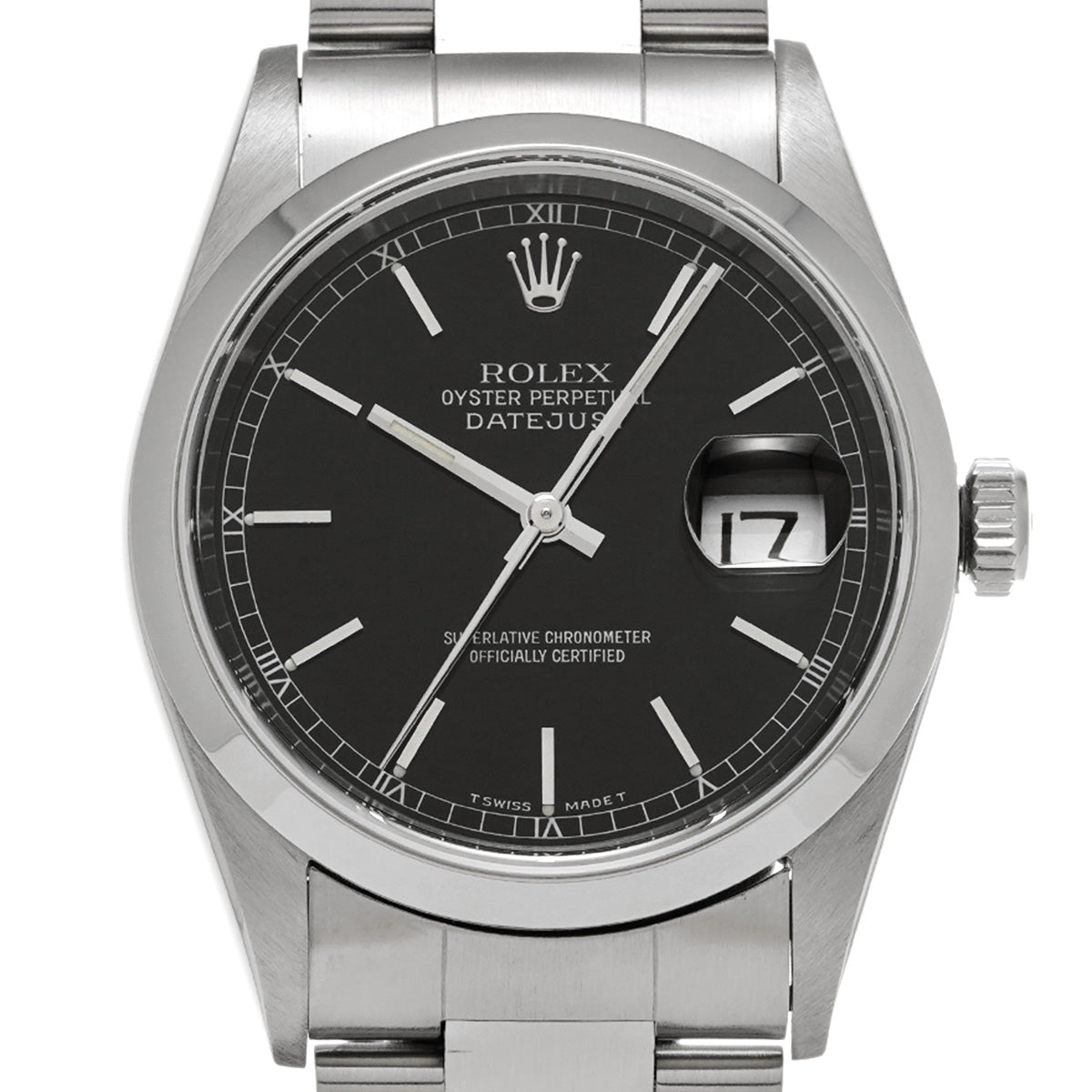 DATE JUST 16200 U (manufactured circa 1997) Black ROLEX Men's [Pre-Owned].