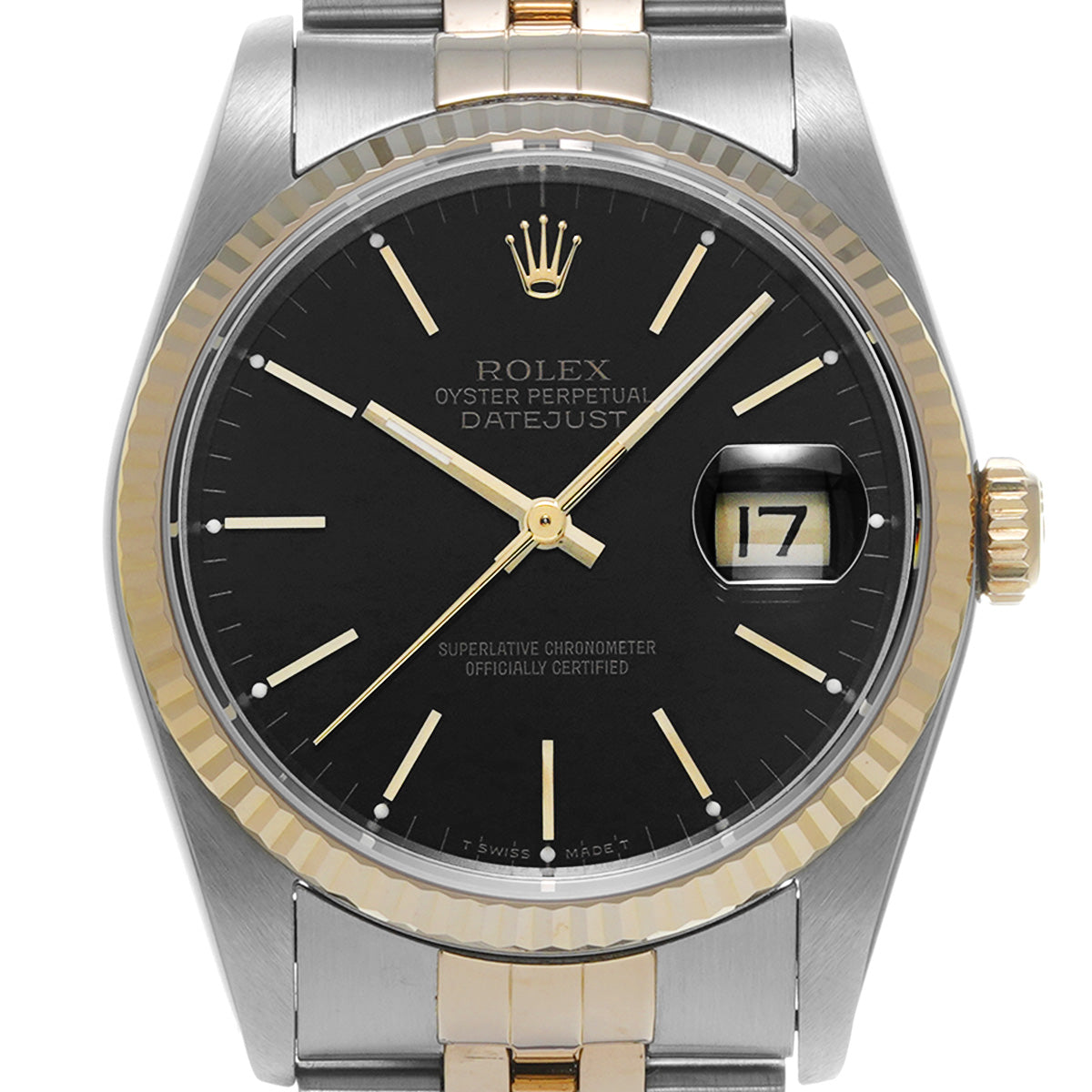 DATE JUST 16233 E (manufactured circa 1990) Black ROLEX Men's [Pre-Owned].