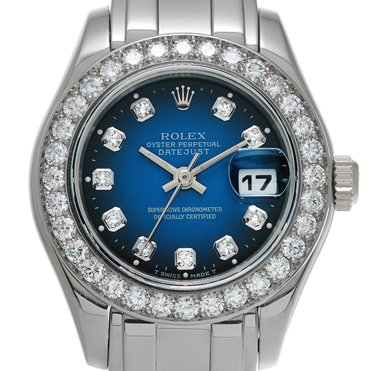 DATE JUST 29 69299G X No. (manufactured circa 1991) Blue Gradation/Diamond ROLEX Ladies [Pre-Owned].