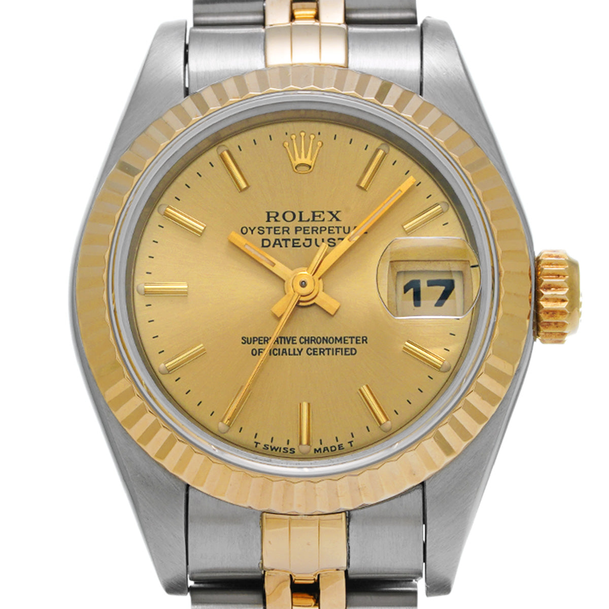 DATE JUST 69173 W (manufactured circa 1995) Champagne ROLEX Ladies [Pre-Owned].