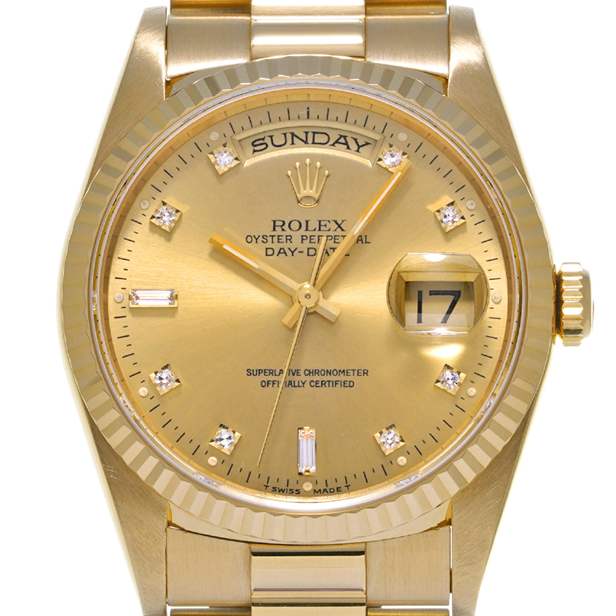 Day Date 18238A S (manufactured circa 1993) Champagne/Diamond ROLEX Men's [Pre-Owned].