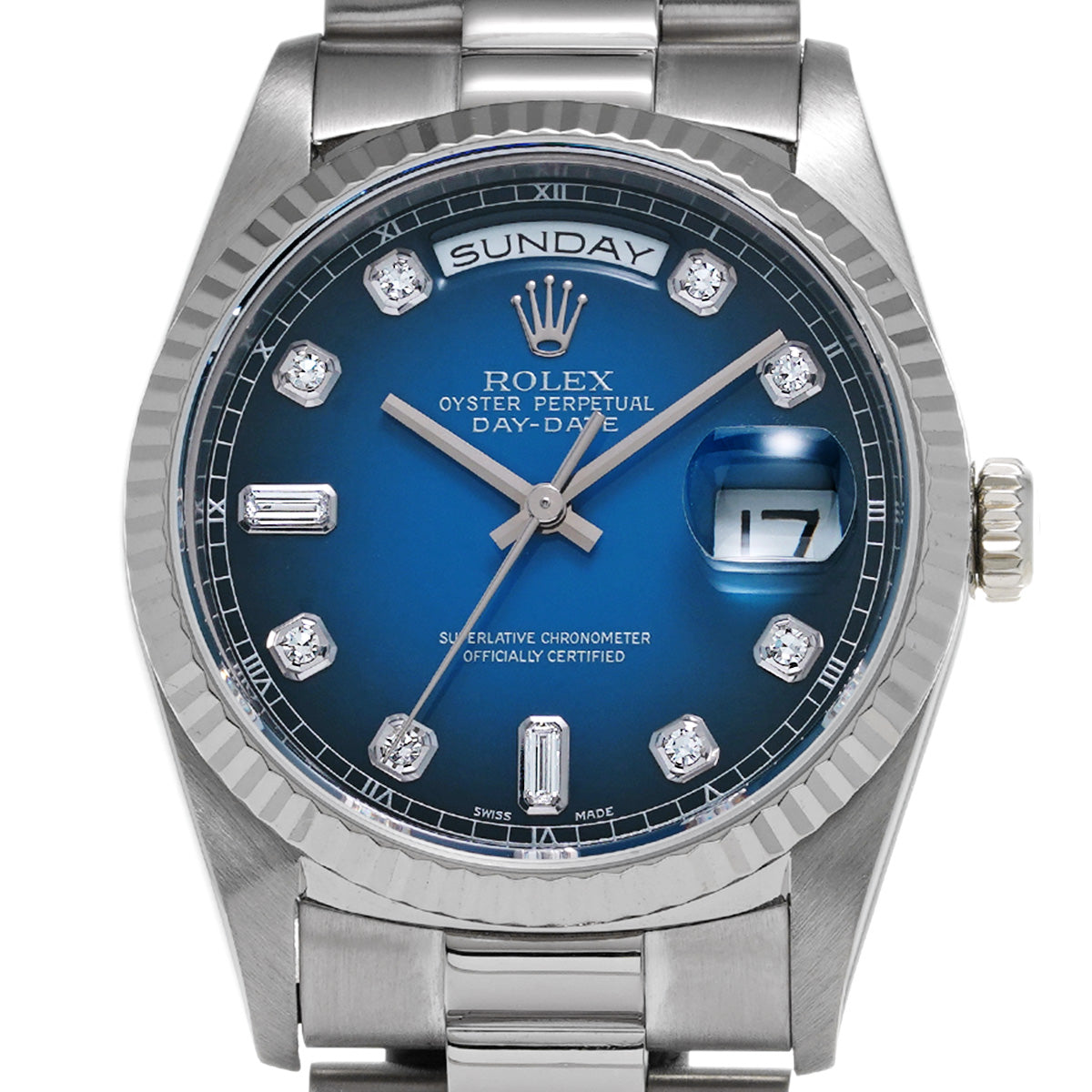 Day Date 18239A S (manufactured circa 1993) Blue Gradation/Diamond ROLEX Men's [Pre-Owned].