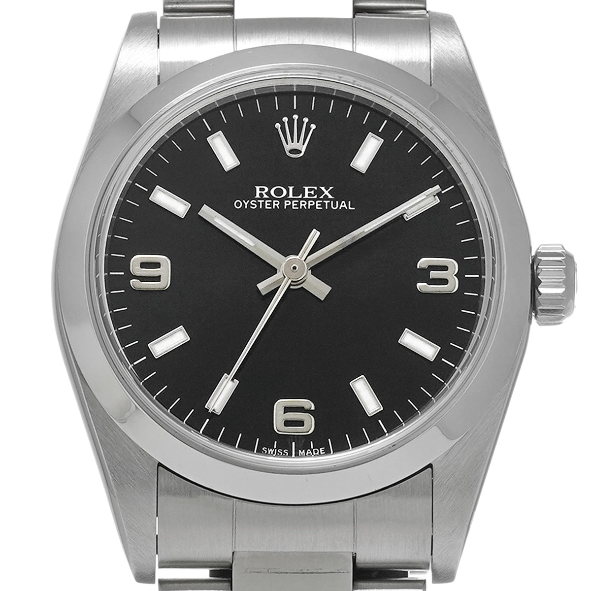 Oyster Perpetual 77080 P (manufactured circa 2000) Black ROLEX Unisex [Pre-Owned].