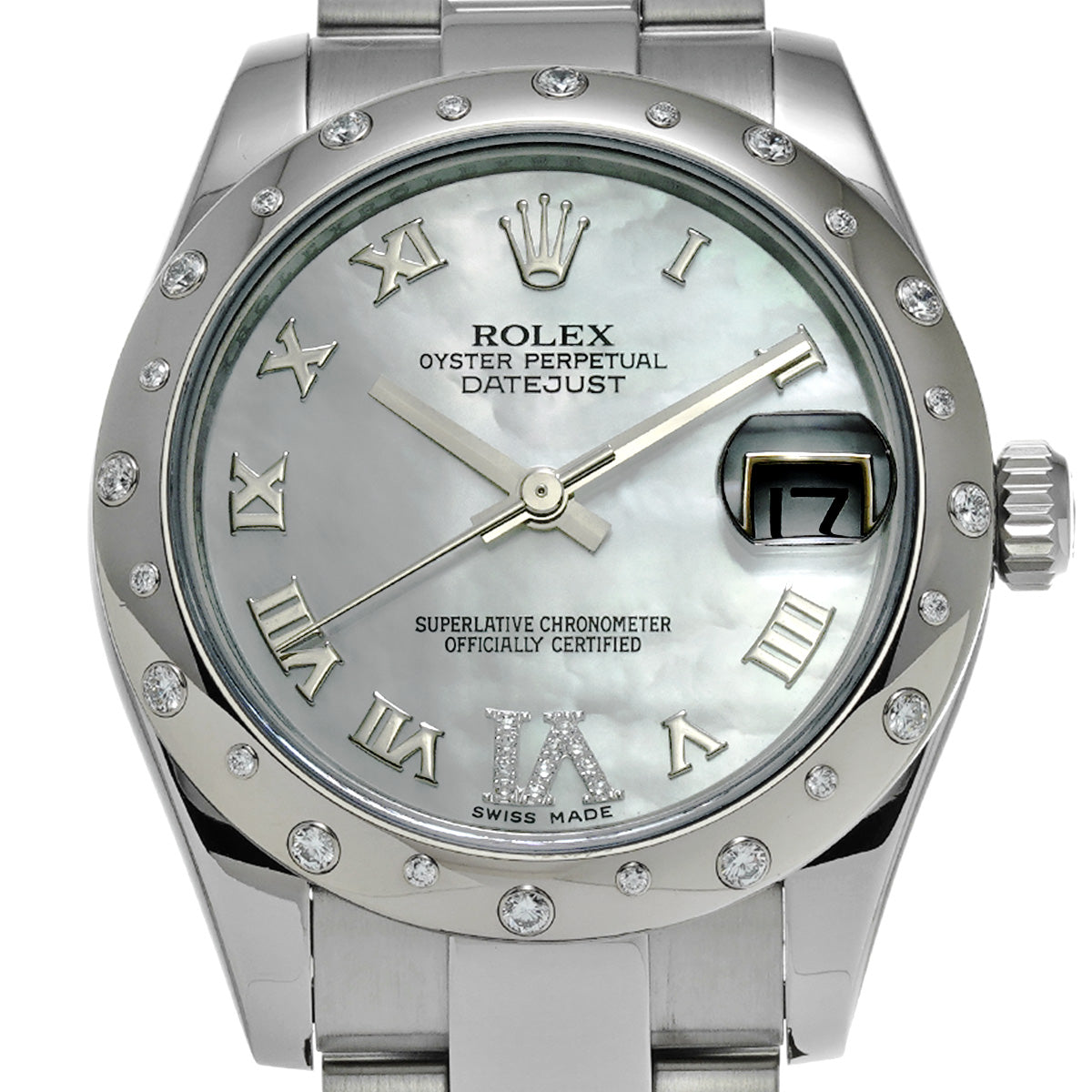 DATE JUST 178344NR G (made around 2010) White MOP/Diamond ROLEX Unisex [Pre-Owned].