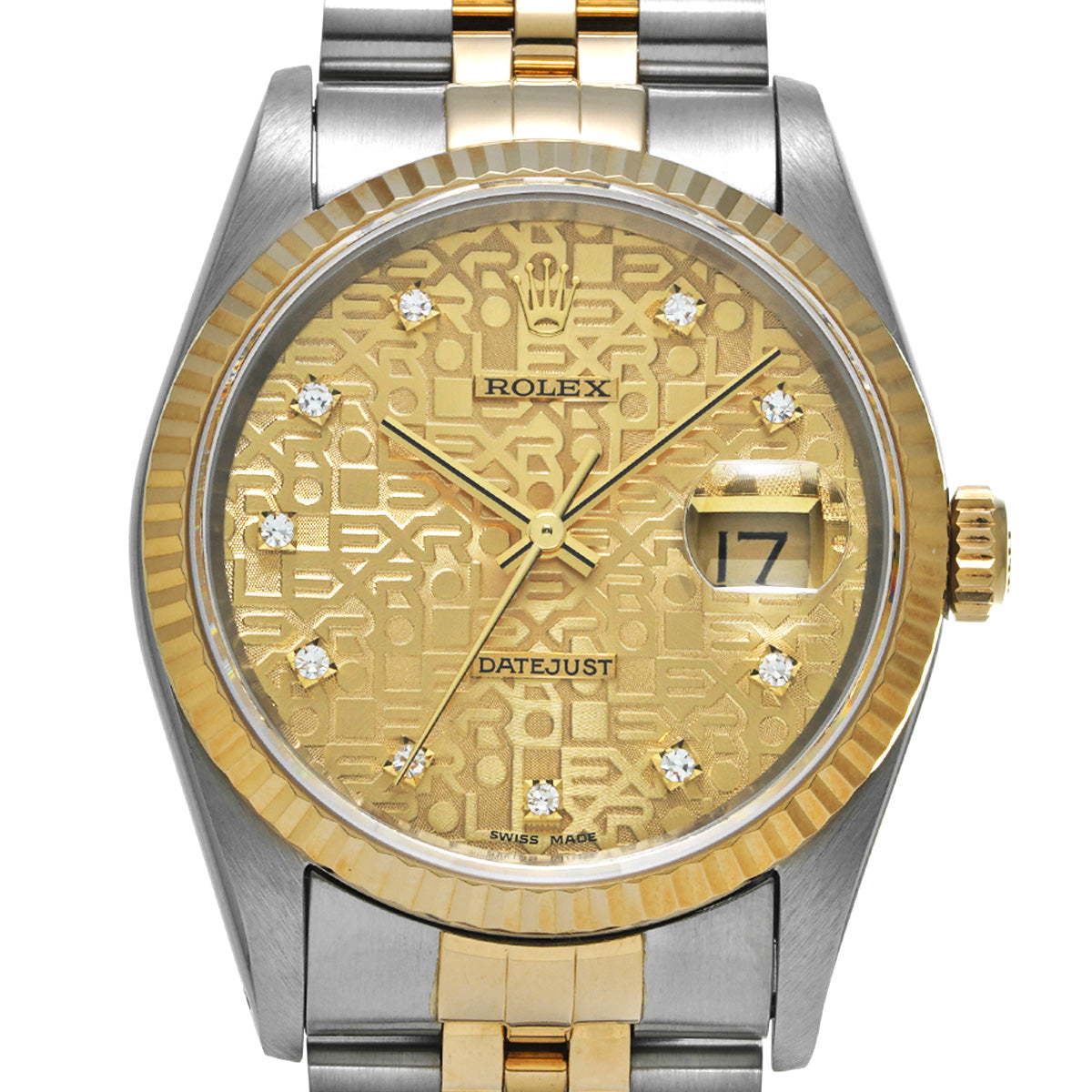 DATE JUST 16233G X (manufactured circa 1991) Champagne/Diamond ROLEX Men's [Pre-Owned].