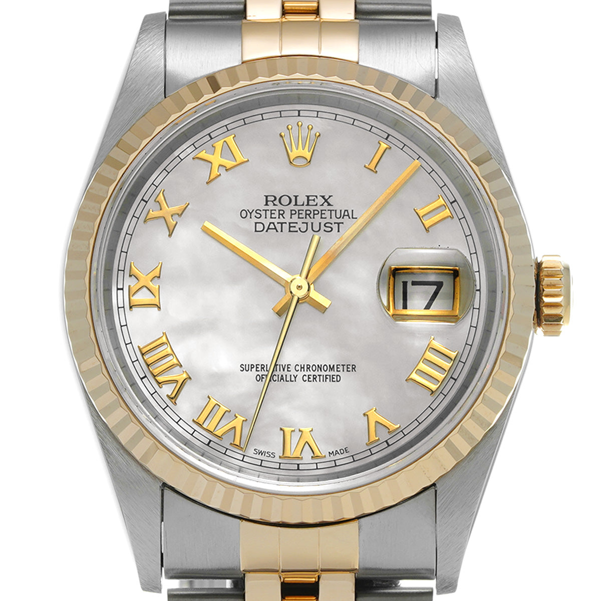 DATE JUST 16233NR T (manufactured circa 1997) White MOP ROLEX Men's [Pre-Owned].