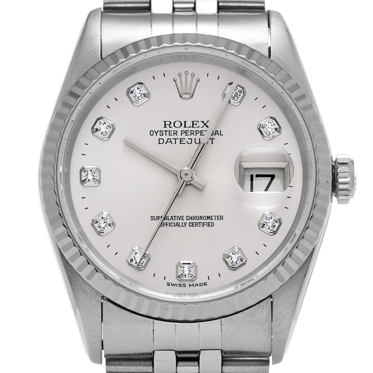 DATE JUST 16234G W (made around 1995) Silver/Diamond ROLEX Men's [Pre-Owned].