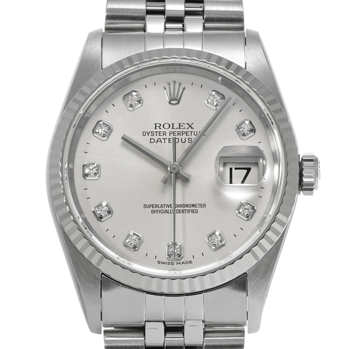 DATE JUST 16234G W (made around 1996) Silver/Diamond ROLEX Men's [Pre-Owned].