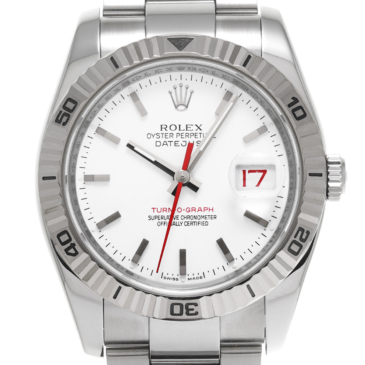 DATE JUST TURNOGRAPH 116264 F (manufactured circa 2004) White ROLEX Men's [Pre-Owned].