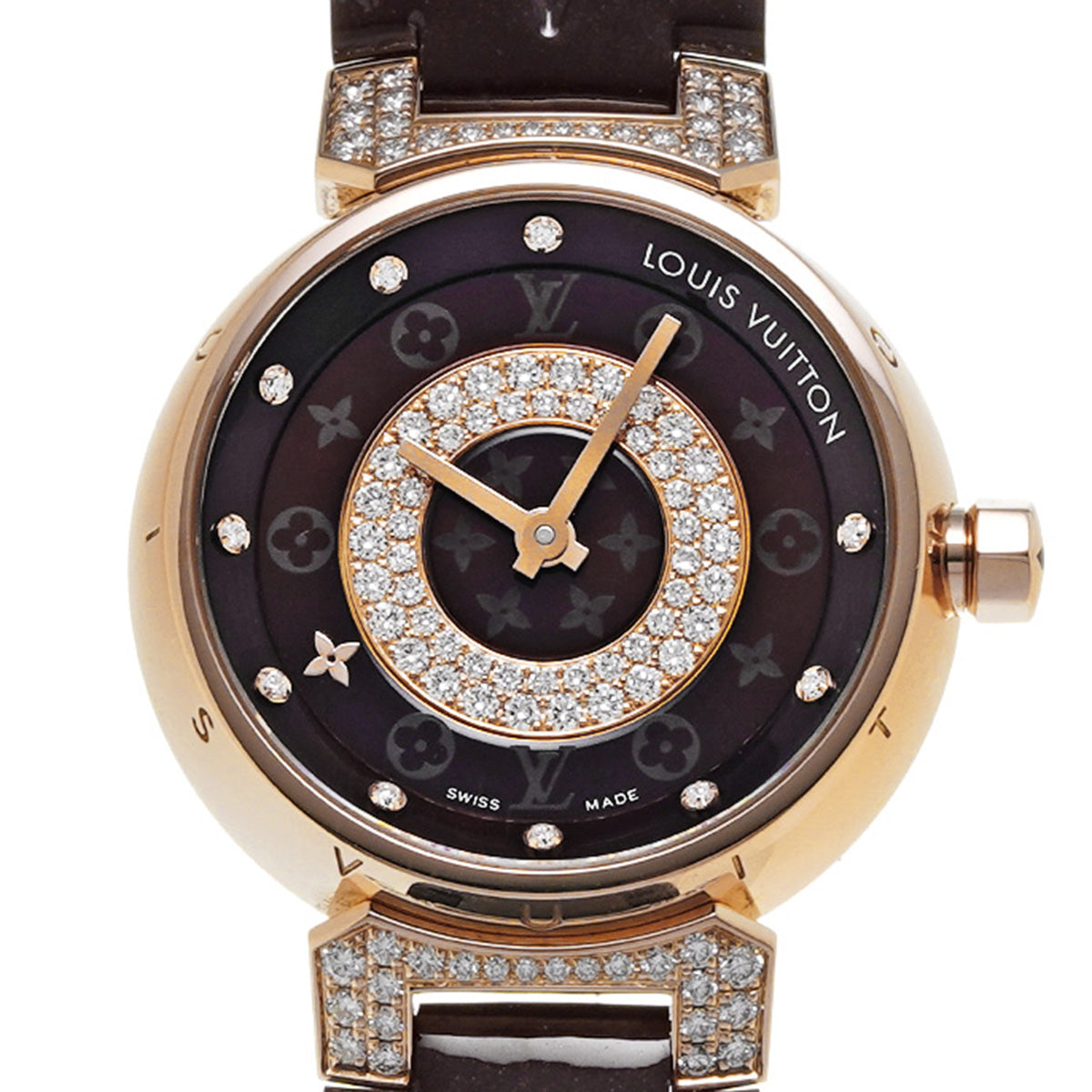 Tambour Disc Diamont Q12MH1 Amaranth/Diamond LOUIS VUITTON Ladies [Pre-owned].