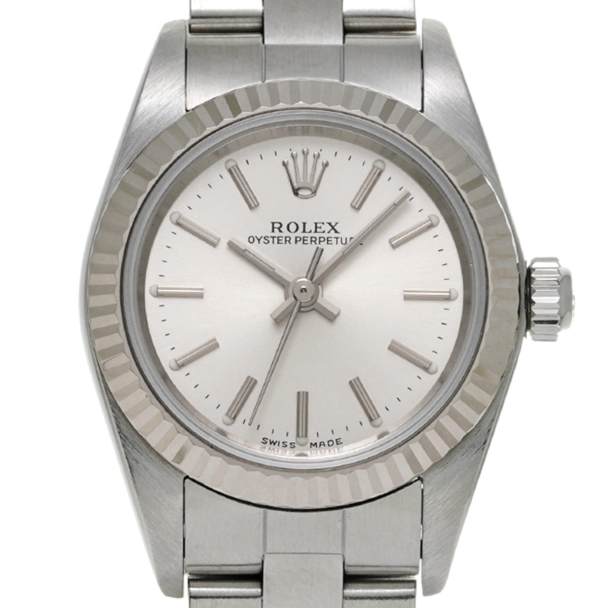 76094 Oyster Perpetual 24 K (manufactured circa 2001) Silver ROLEX Ladies [Pre-owned].