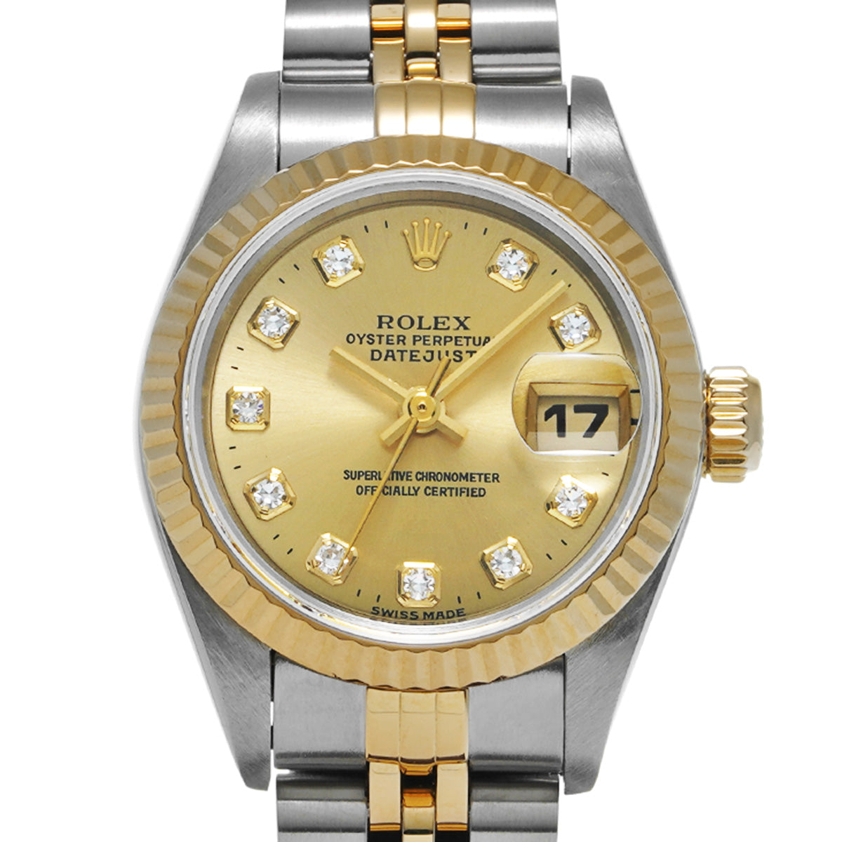 DATE JUST 69173G W (made around 1994) Champagne/Diamond ROLEX Ladies [Pre-Owned].