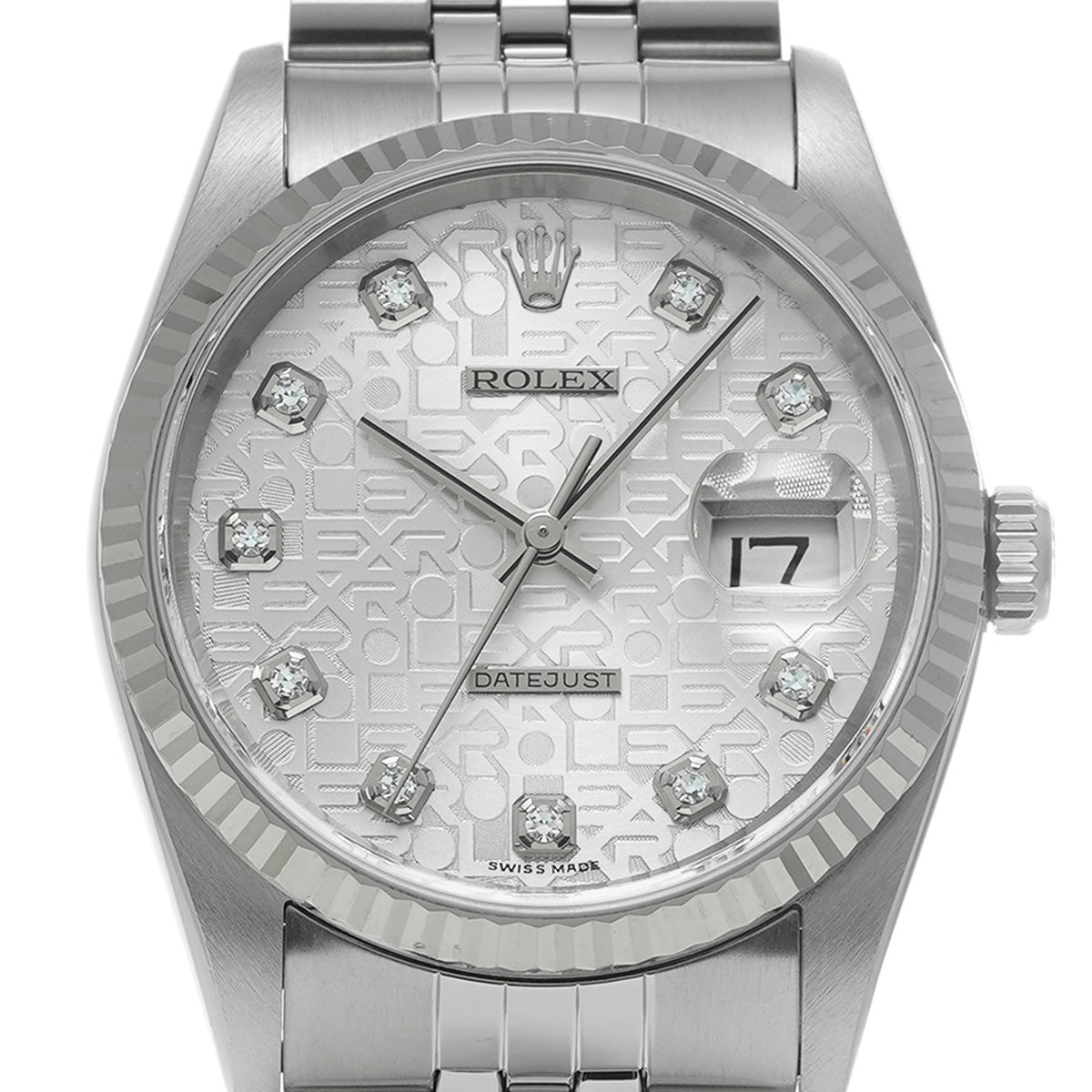 Datejust 16234G F (manufactured circa 2003) Silver Computer/Diamond ROLEX Men's [Pre-Owned].