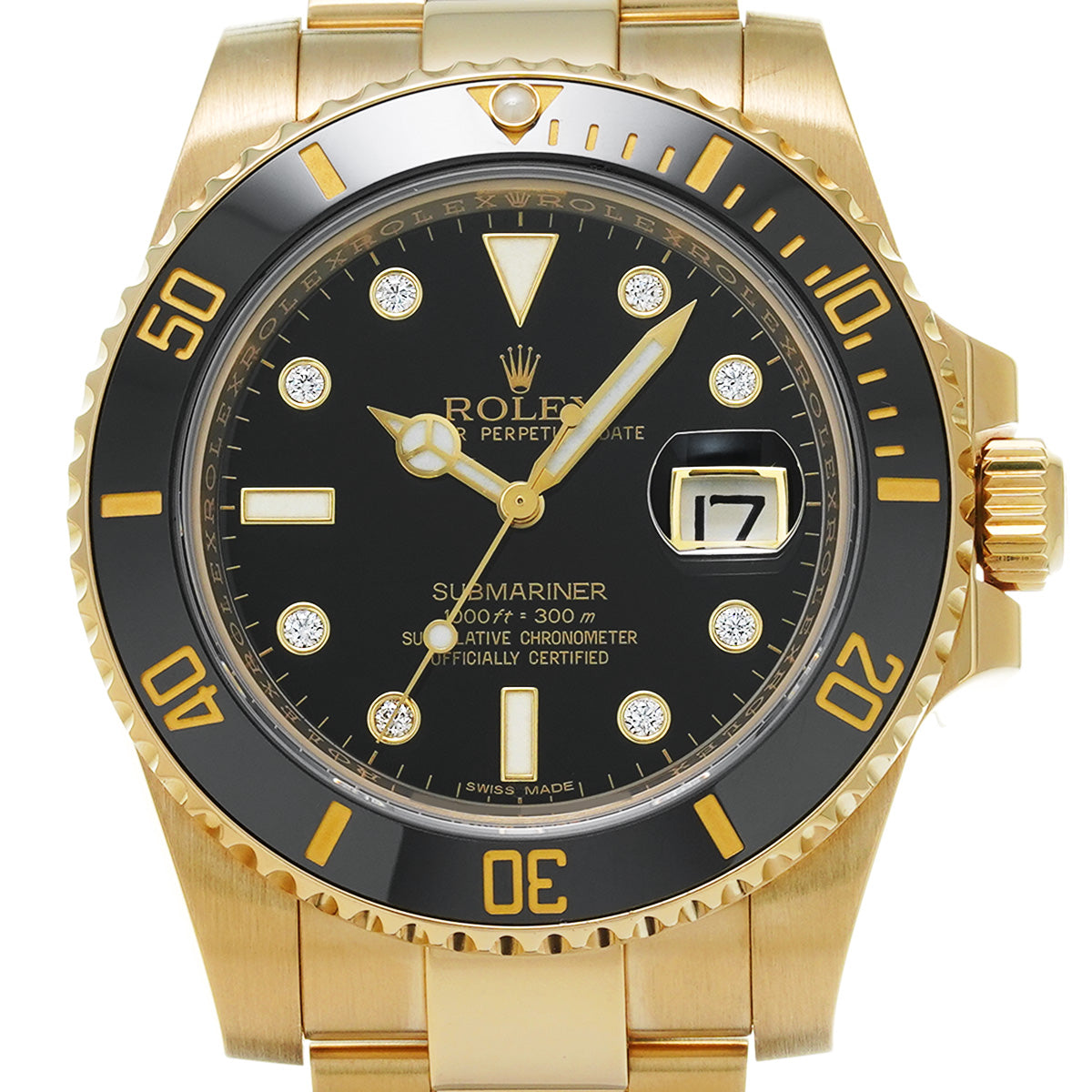 Submariner Date 116618GLN V (manufactured circa 2008) Black/Diamond ROLEX Men's [Pre-Owned].