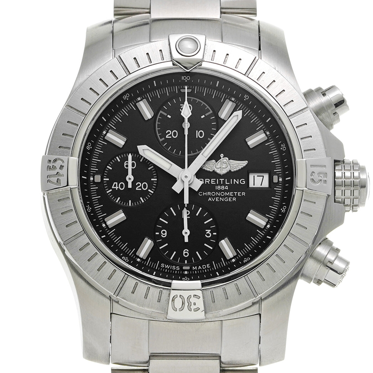 Avenger Chronograph 43 A13385101B1A1 Black BREITLING Men's [Pre-Owned].
