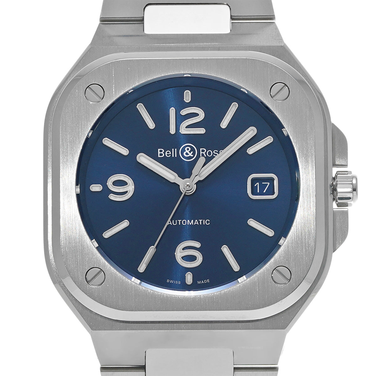 BR 05 Blue Steel BR05A-BLU-ST/SST Blue Bell &amp; Ross Men's [Pre-Owned].