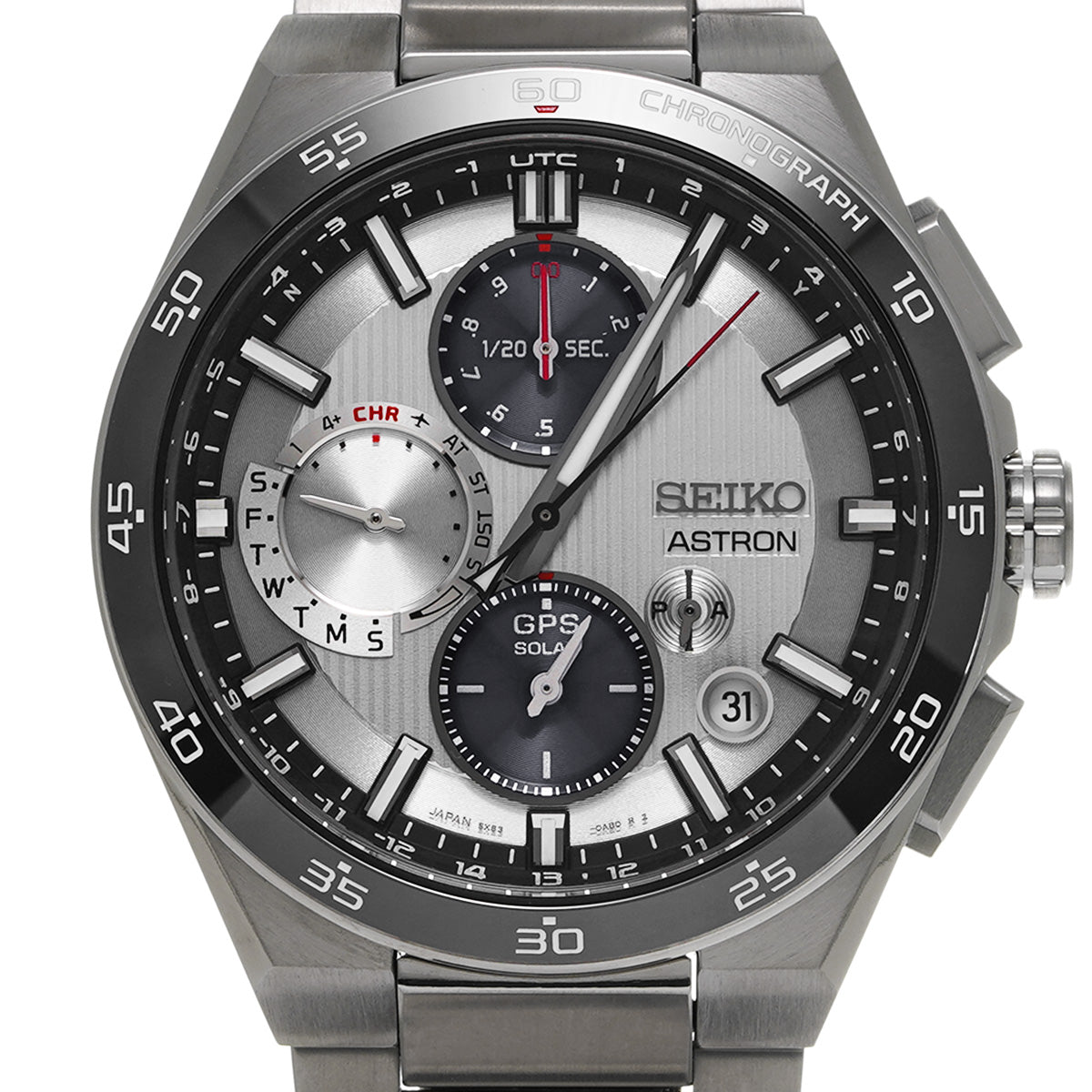 Astron Dual Time Chronograph SBXC153 Silver/Black SEIKO Men's [Pre-Owned].