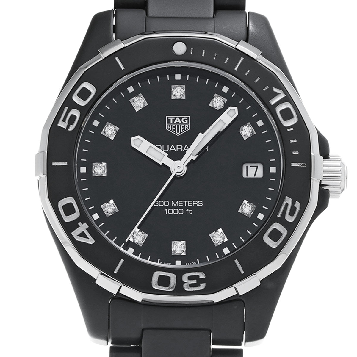 Aquaracer Quartz WAY1397.BH0743 Black/Diamond TAG HEUER Unisex [Pre-Owned]